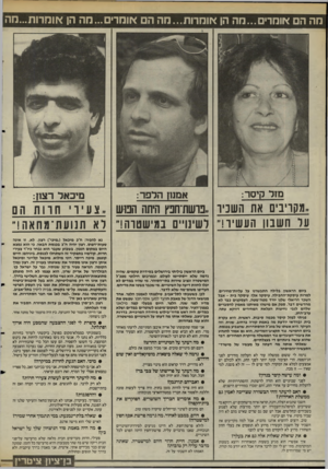 העולם הזה - גליון 2483 - 3 באפריל 1985 - עמוד 12 | מה הם אומרים...מה הן אומרות...מה ה אומרים ...הה הן אוחדות...חה מזר קיסר: אמנון הדפר: ..מקריבים את השכיר ״ט־שת־חכץ היתה המ ש ער חשבון העשיר!׳׳ לשינויים
