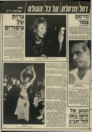 העולם הזה - גליון 2500 - 31 ביולי 1985 - עמוד 46 | 70 77(070707מ 07/117 ציפורים עד לפני ארבע שנים אף אחד לא שמע עליו. פיתאום הוא נבחר כמועמד הליכוד להסתדרות, וכל הארץ שמעה עליו. הוא הלך מישיבה לישיבה,