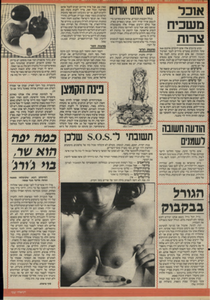 העולם הזה - גליון 2502 - 14 באוגוסט 1985 - עמוד 33 | אז ב ל משכיח צרות ממש ברגעים אלה אתם לוקחים איתכם 968 שקל והולכים בצעדים מהירים לעבר המרכול השכונתי. שם אתם קונים גבינת לבנה של תנובה וחוזרים הביתה. עכשיו אתם