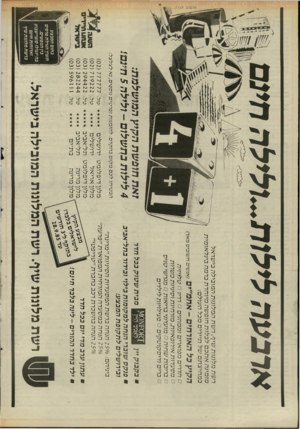 העולם הזה - גליון 2508 - 24 בספטמבר 1985 - עמוד 20 | ארבעהל * לות 1~ .לילהחינם רשת מלונות שיף, רשת המלונות המובילה בישראל מזמינה אתכם לבלות חופשה מיוחדת ברמה בינלאומית במחיצתם של תיירים מבל העולם: פרסום יהודה