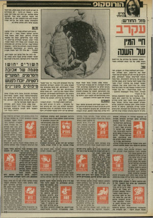העולם הזה - גליון 2514 - 6 בנובמבר 1985 - עמוד 34 | הורוסהוס לו זמן רב להבין לאיזה מצב נקלע. בכל קשר חדש -וכאלה יש הרבה -הם מבטיחים עולם ומלואו, ובן־הזוג חש שסוף־סוף מצא את הקשר שחיפש. אלא שעד הפגישה השניה הוא