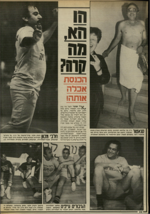 העולם הזה - גליון 2536 - 9 באפריל 1986 - עמוד 34 | 7ו1ח? הכנסת אכלה אנתהו ךןוו \ ןןןןךח״כ בני שליטא הסתובב בתום המישחק כשרק מגבת למותניו וחיפש את המיקלחות. הוא נראה בדיוק כמו סנאטור רומי. בתצלום למסה: יעקב