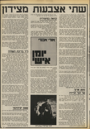 העולם הזה - גליון 2540 - 7 במאי 1986 - עמוד 17 | שתי אצבשת מצידון מעולם לא צפיתי בסרט ברגשות כה מעורבים כפי שהיו לי כשראיתי, השבוע, את הסרט של צה״ל, שתי אצבעות מצידון. זהו סרט שהוסרט תחילה לצורכי הדרכה. הוא