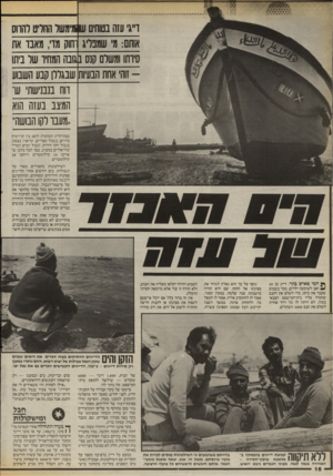 העולם הזה - גליון 2543 - 28 במאי 1986 - עמוד 16 | דייגי עזה בטוחים שוומימשל החליט להרוס אותם: מ׳ שמנליג ־חוק מדי, מאבד את סירתו ומשלם קנס 1גובה המתיו של ביתו זוהי אחת הבעיות שבגללו קבע השבועווה בנבנישתי ש־המצב