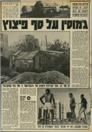 העולם הזה - גליון 2555 - 20 באוגוסט 1986 - עמוד 31 | וחצי, אחר־כך עברתי למיפקדה של הצבא — זה המקום שאני גרה בו עכשיו. ־המקום היה פרוץ, בלי חלונות, קירות שבורים — רק שני חדרים קטנים והרבה נחשים,״ ממשיכה שושנה