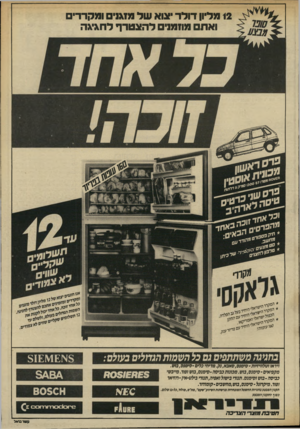 העולם הזה - גליון 2568 - 19 בנובמבר 1986 - עמוד 17 | מדיון דו ד ר יונוא שדמ1\ 1י ו מקררי ם ואת מוזמנים להצטרףל חג־ג ה מקדד * ״ חוגגי ס י, * ]!מלייי הישראלי * המקרר ה י ״י *יהיחיד המקרר:יי א ליי אמחד ^ ח ח קן 160