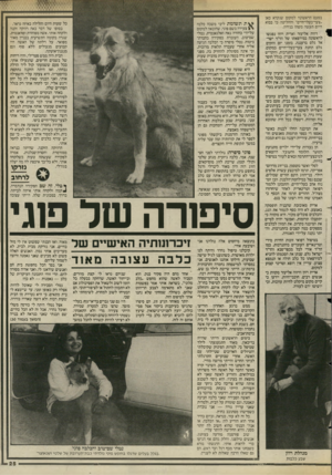 העולם הזה - גליון 2580 - 11 בפברואר 1987 - עמוד 25 | בפעם הראשונה למקום שנקרא כאן ״צער־בעלי־חיים״ והחליטה כי בבוא היום תעשה משהו בנידון. זיווה אליעזר וארית רוזן נפגשו לראשונה במירפאתו של הד״ר ישראל גלם ברעננה.