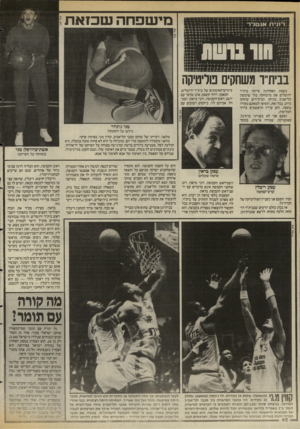 העולם הזה - גליון 2583 - 4 במרץ 1987 - עמוד 42 | מישפחה שכזאת בבית״ו משחקים פוליטיקה בשבת האחרונה סיימה בית״ר ירושלים את מישחקה מול שימשון תל־אביב בתיקו. הבית״רים שיחקו גרוע. בכל זאת, הוסיפו למאזנם נקודה