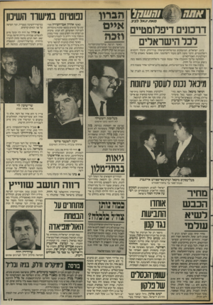 העולם הזה - גליון 2587 - 1 באפריל 1987 - עמוד 17 | מאו /ינאלל בי ב הנדון דרכזנים דיפלומטיים איים רכל הישראלים כ־ 25 ישראלים, המועסקים במישלחת־הביטחון בניו-יורק, קיבלו דרכונים דיפלומטיים. הדבר מקנה להם מעמד