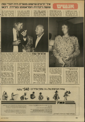 העולם הזה - גליון 2617 - 28 באוקטובר 1987 - עמוד 12 | איר ינדעים שישנע מנצרת היה יהה־י1מה ששה רקדנית הפלאמנה! בעיירה דכא1 הפסל ייגאל תומרקין רחמנינוף! .יצחק קסירר מלובן הציע להפוך שתיים־ שלוש תוכניות עם הבכירים