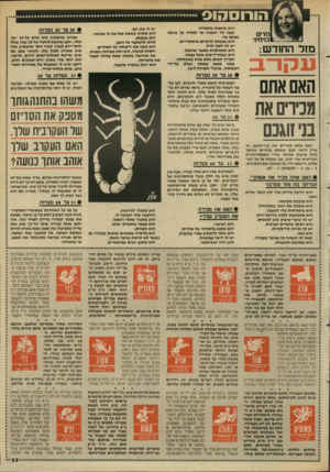 העולם הזה - גליון 2618 - 4 בנובמבר 1987 - עמוד 33 | הורו סחוס*• מרים בנימיג• מזל החודש: עכןרב האם אתם מנירם את בני זוגנם האם אתם מכירים א ת בני־זוגכם, או 1שרק נדמה לכם שאתם מכירים אותסי :להלו מיבחן שחובר בידי