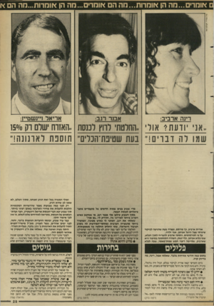 העולם הזה - גליון 2634 - 24 בפברואר 1988 - עמוד 29 | ציון צפריר, העול הזה רינה ארביב: אריאל רינשטיין; אבנר רגב: ..אני ודעת? אול ״החלטתי לרוץ לכנסת ״האזרח ישלם רק /0י<5ו שמו לה דברים בעת שטיפת־הכלים״ תו ספת