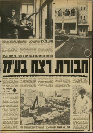 העולם הזה - גליון 2637 - 16 במרץ 1988 - עמוד 8 | תותח סלעים בית מישפחת עלקם ש בכפר תורמוסאייה (מי מין) ,שעל חלונותיו נזרקו אבנים. בתמונה למעלה חאלדון בן ה־( 7משמאל) ואחותו רולה, בת ה״, 10 שיפתחו החנויות