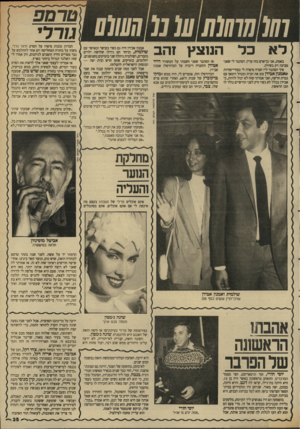 העולם הזה - גליון 2646 - 18 במאי 1988 - עמוד 35 | 011111111111111010101 המצץ זהב באמת, אני בן״אדם כזה עדין. הסתבר לי שאני מבינה רק בשירה. איך הסתבר לי? חברה סיפרה לי בסודי־סודות שאמנון אבירן עזב את הבית ומנהל
