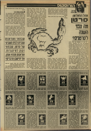 העולם הזה - גליון 2651 - 22 ביוני 1988 - עמוד 20 | הו רו ס הו ס מרים בנימיני מזל ה חוד ש: סרטן מה צבו׳ השנה לסרטנים* מקומם. כישרון ודימיון לא חסרים להם, ובעזרתם הם יצליחו לבסס שוב את מקומם וליהנות מהצלחות