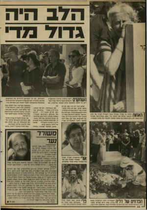 העולם הזה - גליון 2657 - 3 באוגוסט 1988 - עמוד 26 | היה גו ־ו ד השחקנים \ 171ך 11ך | מלכה שי עמדה במהלך טכס הקבורה לצידו של החזן \ 1 1ו 11111 הראשי שניהל את הטכס. מדי פעם, כשהרגישה שכוחה אינו עומד לה, היא נשענה