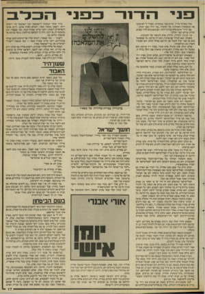 העולם הזה - גליון 2664 - 19 בספטמבר 1988 - עמוד 17 | אחד מאלופי צה״ל, שהוא מצוי במקורות, הסביר לי לא־מכבר את המשמעות האמיתית של האימרה ״פני הדור כפני הכלב״. ״פני הדור״ אינם אלא מנהיגי־הדור. הם משמשים לדור כפנים.