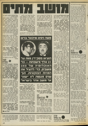 העולם הזה - גליון 2665 - 28 בספטמבר 1988 - עמוד 17 | כי יש כוונה להצניח איגרת־ברכה מט עם הנשיא. משה שילו סיפר כי שבוע לפני יום העצרת התקשרו עימו מקלוב־התשפה וביקשו להשתתף בטכס. בתחילה סי רב, כך אמר, אחר־כך נכנע