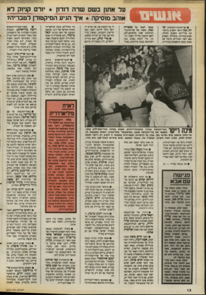 העולם הזה - גליון 2670 - 2 בנובמבר 1988 - עמוד 12 | על א ת1ןבשםשרה יי יזן יורם קגיזק ד א אוהב מנסיקה^ איך הגיע המיקטורן ל טבריה? שר״החינוך־והתרבות יצחק נבון תיאר השבוע בהומור אפשר לאמר על אופירה נבון. אשתו של