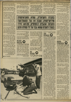 העולם הזה - גליון 2691 - 29 במרץ 1989 - עמוד 37 | את החיים שלך בשביל זה. אפשר להרשים את הבנות בדרכים אחרות. חוץ מזה, מי הן בכלל?״ מאיה :״אני גם חושבת שזה להראות לבנות״. שירלי :״אני לא יודעת אם הייתי עושה את זה