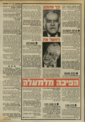 העולם הזה - גליון 2703 - 21 ביוני 1989 - עמוד 14 | — או רץ ך* מו שלושה המוסקטירים בשעתו, ^ מסתערת השלישיה העליזה — אריאל שרון, דויד לוי ויצחק מודעי — על יצחק שמיר ואנשיו. הם יודעים היכן שדה־הקרב — מרכז־הליכוד.