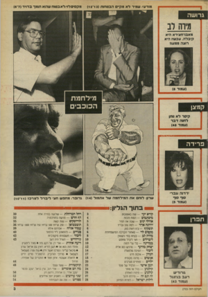 העולם הזה - גליון 2703 - 21 ביוני 1989 - עמוד 3 | מודעי: שמיד לא מקיים הבטחות (13־)12 מקסים לוי: לא בטוח שהוא תומך ב דוי ד (7־ )6 פריד ה •רדוה וגבר סוף סוף (עמוד )3 שרון: לוחם אח המילחמה של אתמול ( )14 גדופד: