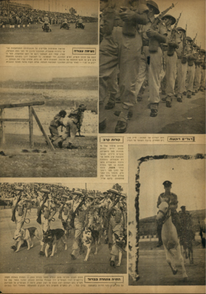 העולם הזה - גליון 758 - 8 במאי 1952 - עמוד 4 | שלושה אופנועים מבריקים על מכונותיהס המצוחצחות הגיעו בדהירה שגעונית, הסתובבו סיבוב חד לפני במת ההצדעה, נשימה עצורה עצרו, עמדו דוס. האמצעי ניגש אל ראש הממשלה,