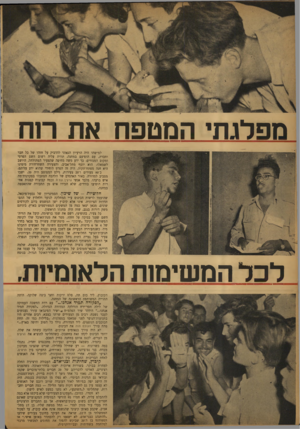 העולם הזה - גליון 770 - 1 באוגוסט 1952 - עמוד 4 | מפלגתי המטפח את רוח למישהו היה הרעיון הגאוני להדביק על חזהו של כל חבר וחברה, עם הופיעם במחנה, תווית עליה רשום השם הפרטי ומקום המגורים• כך ידע משה מחיפה שהצעיר