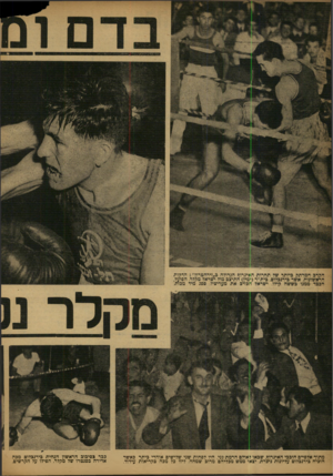 העולם הזה - גליון 793 - 8 בינואר 1953 - עמוד 8 | הקרב המרתי, כיותר של תחרות האיגרות הגדולה ב״זירהטדדך: הדרות הראשונות. אשר כירנכלום, כית׳׳ר (ימין) התיצב מול ישראל מקלר. הפועל, הבכר ממנו כששה קילו. ישראל הכזיב