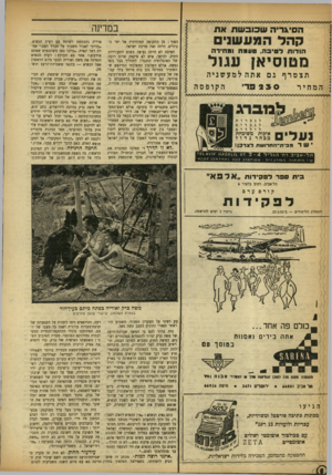 העולם הזה - גליון 910 - 24 במרץ 1955 - עמוד 6 | במדינה הסיגריה ש כו בשתאת ק הל המע שני ם הודות לטיבה. טעמה ומחירה מטזסיאן עגזל תצטרף גם אתה למעשגיה פרי סס 22 33 פדי | המחיר הקופסה נוברג לגברות לגברים לילדים