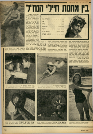 העולם הזה - גליון 961 - 15 במרץ 1956 - עמוד 13 | ך— ? 3רית 56׳ — (י 9.1חרו / ממתחת חיל׳ החוו כי אופירה רואה את עתידה כמחנכת. היא סיימה את הסמינר למורות על שם לוינסקי בתל־אביב, הוסמכה כמורה. את נסיונה הקצר